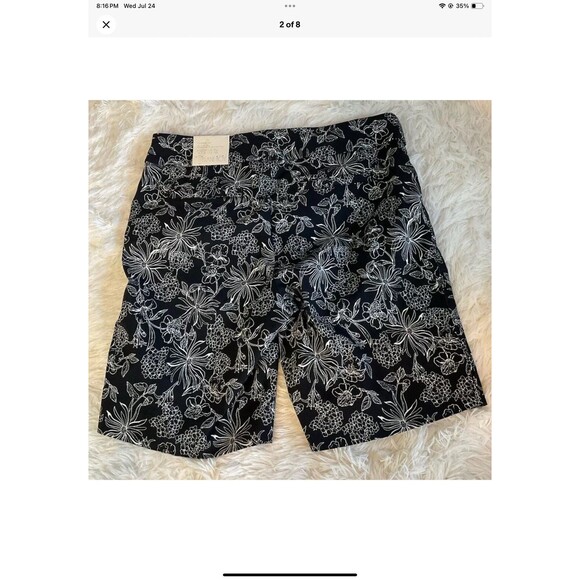 Elaine Rose Classic Fit Bermuda Short Womens Sz 8 Black & White Floral NEW - Picture 2 of 7